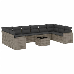 Set Divani da Giardino 11 pz con Cuscini in Polyrattan Grigio 3251817