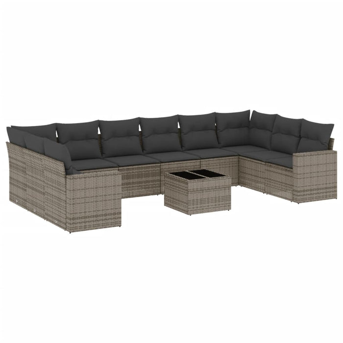 Set Divani da Giardino 11 pz con Cuscini in Polyrattan Grigio 3251817
