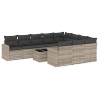 Set Divani da Giardino 11 pz con Cuscini in Polyrattan Grigio 3251839