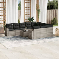 Set Divani da Giardino 11 pz con Cuscini in Polyrattan Grigio 3251839