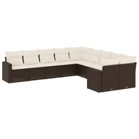Set Divani da Giardino 10pz con Cuscini in Polyrattan Marrone 3251850