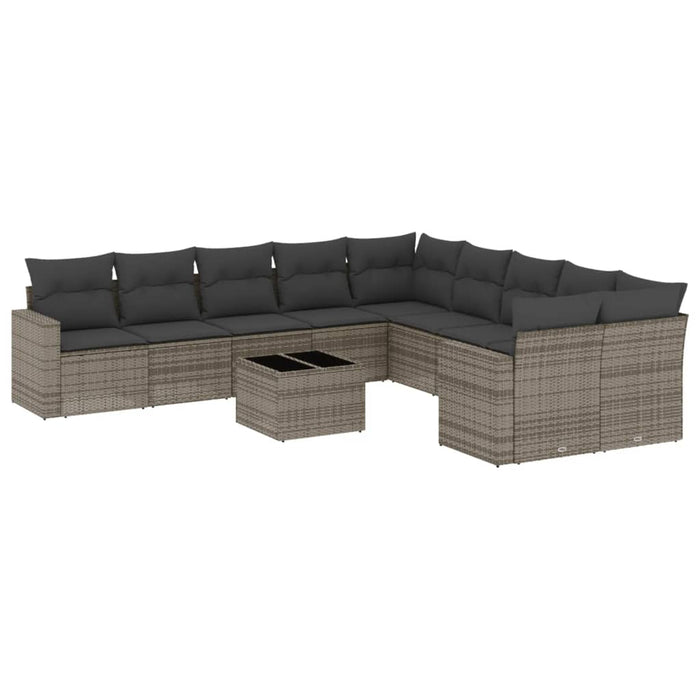 Set Divani da Giardino 11 pz con Cuscini in Polyrattan Grigio 3251857