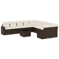 Set Divani da Giardino 11 pz con Cuscini Polyrattan Marrone 3251860