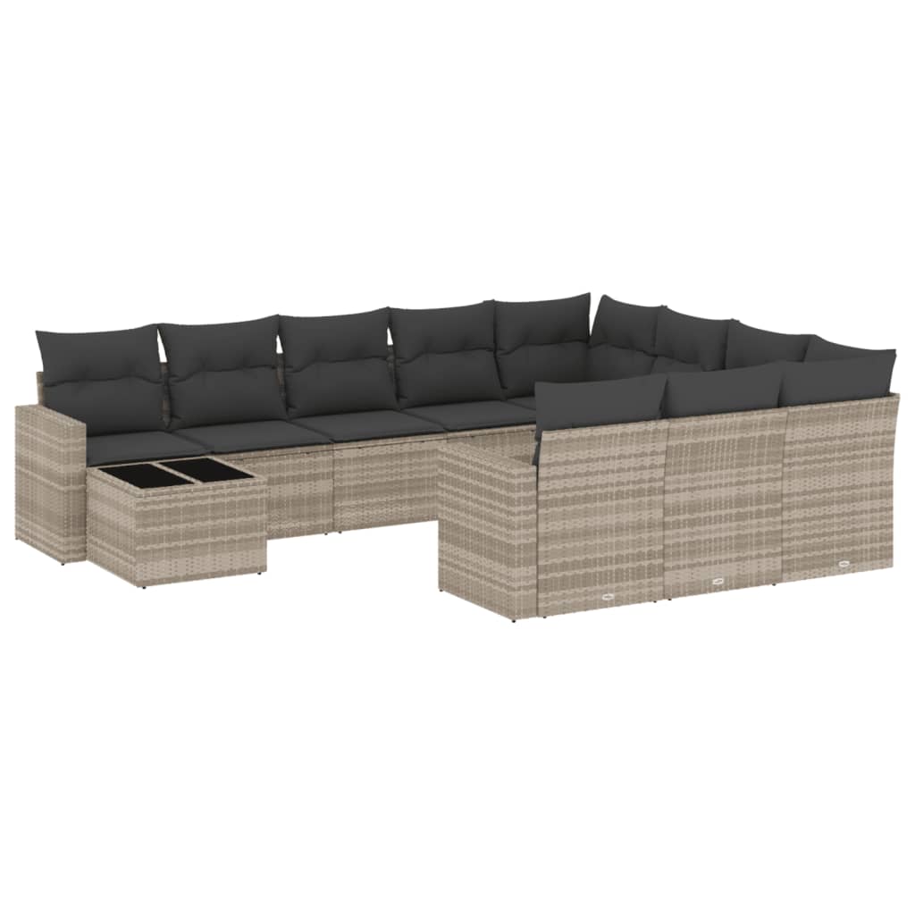 Set Divani da Giardino 11 pz con Cuscini in Polyrattan Grigio 3251869