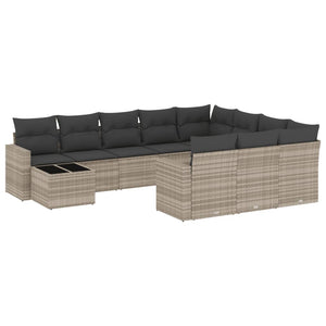 Set Divani da Giardino 11 pz con Cuscini in Polyrattan Grigio 3251869