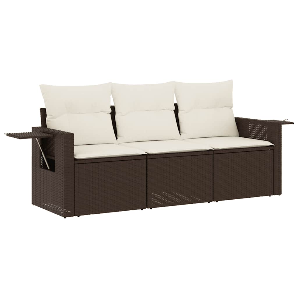 Set Divano da Giardino 3 pz con Cuscini-Sofa da Giardino-Divanetto da esterno Marrone in Polyrattan 350758