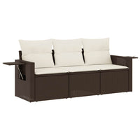 Set Divano da Giardino 3 pz con Cuscini-Sofa da Giardino-Divanetto da esterno Marrone in Polyrattan 350758