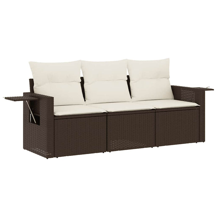 Set Divano da Giardino 3 pz con Cuscini-Sofa da Giardino-Divanetto da esterno Marrone in Polyrattan 350758