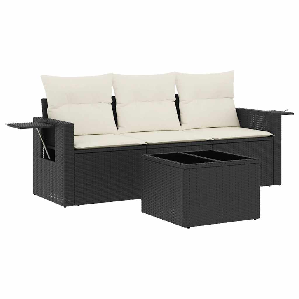 Set Divani da Giardino 4 pz con Cuscini Nero in Polyrattancod mxl 90291
