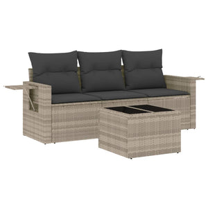 Set Divano da Giardino 4pz con Cuscini Grigio Chiaro Polyrattan 3252209