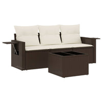 Set Divano da Giardino 4 pz con Cuscini-Sofa da Giardino-Divanetto da esterno Marrone in Polyrattan 140317