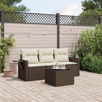 Set Divano da Giardino 4 pz con Cuscini-Sofa da Giardino-Divanetto da esterno Marrone in Polyrattan 140317