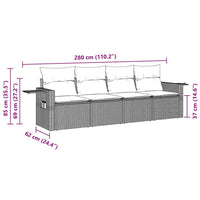 Set Divani da Giardino 4 pz con Cuscini Nero in Polyrattan 3252213
