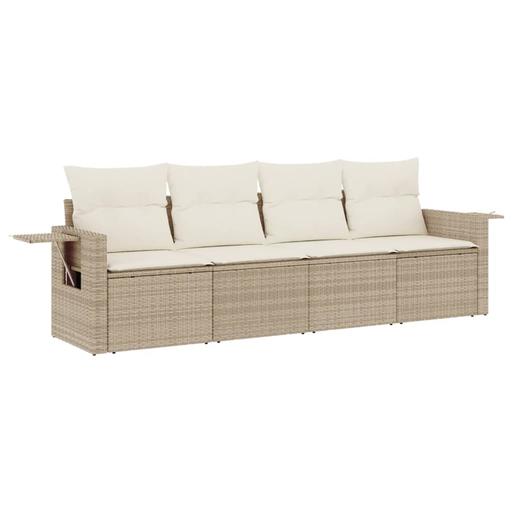 Set Divano da Giardino 4 pz con Cuscini Beige in Polyrattan 3252215