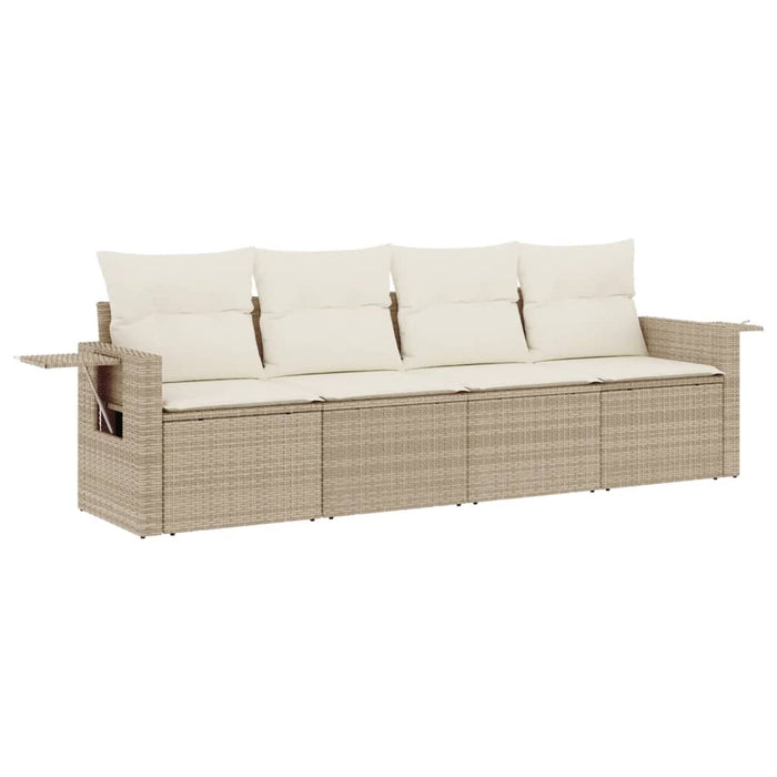 Set Divano da Giardino 4 pz con Cuscini Beige in Polyrattan 3252215