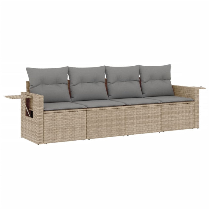 Set Divano da Giardino 4 pz con Cuscini-Sofa da Giardino-Divanetto da esterno Beige in Polyrattan 597158