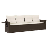 Set Divano da Giardino 4 pz con Cuscini-Sofa da Giardino-Divanetto da esterno Marrone in Polyrattan 863284