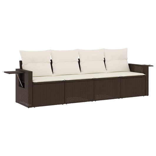Set Divano da Giardino 4 pz con Cuscini-Sofa da Giardino-Divanetto da esterno Marrone in Polyrattan 863284