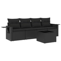 Set Divani da Giardino 5 pz con Cuscini in Polyrattan Nero 3252222