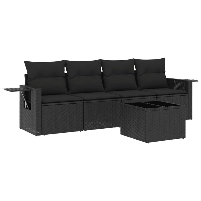 Set Divani da Giardino 5 pz con Cuscini in Polyrattan Nero 3252222
