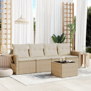 Set Divano da Giardino 5 pz con Cuscini Beige in Polyrattan 3252225