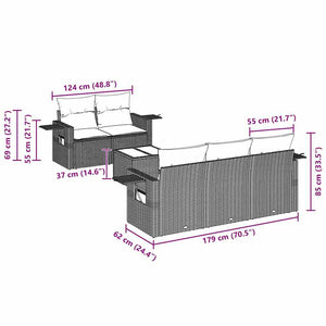 Set Divano da Giardino 6 pz con Cuscini Nero in Polyrattan