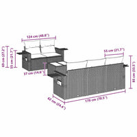 Set Divano da Giardino 6 pz con Cuscini Nero in Polyrattan 3252233