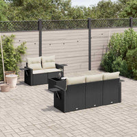 Set Divano da Giardino 6 pz con Cuscini Nero in Polyrattan