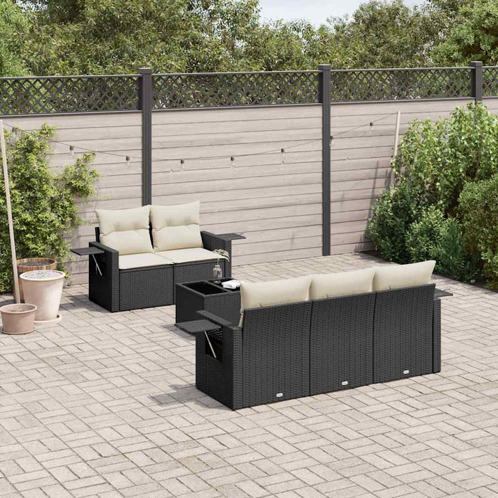 Set Divano da Giardino 6 pz con Cuscini Nero in Polyrattan 3252233