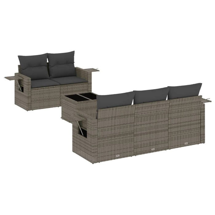 Set Divano da Giardino 6 pz con Cuscini Grigio in Polyrattan 3252237