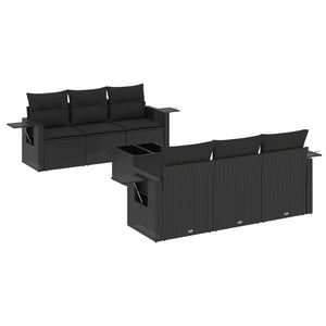 Set Divani da Giardino con Cuscini 7pz Nero Polyrattan 3252242