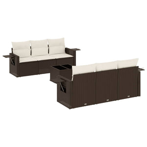 Set Divani da Giardino 7 pz con Cuscini Marrone in Polyrattan 3252250
