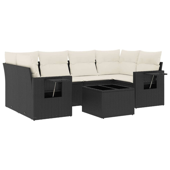 Set Divani da Giardino con Cuscini 7pz Nero Polyrattan 3252253