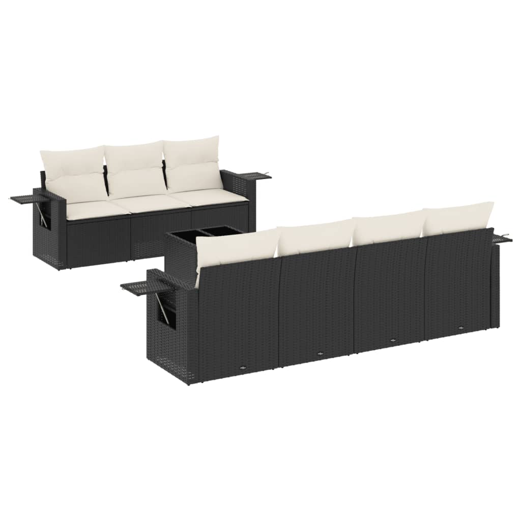 Set Divani da Giardino con Cuscini 8 pz Nero in Polyrattan 3252263