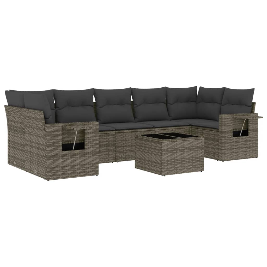 Set Divano da Giardino 8 pz con Cuscini Grigio in Polyrattan 3252277