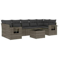 Set Divano da Giardino 8 pz con Cuscini Grigio in Polyrattan 3252277
