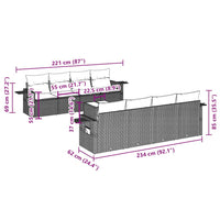 Set Divani da Giardino 9 pz con Cuscini Nero in Polyrattan 3252283