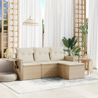 Set Divano da Giardino 4 pz con Cuscini Beige in Polyrattan 3252405