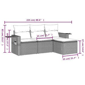 Set Divani da Giardino 4 pz con Cuscini in Polyrattan Grigio 3252407