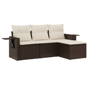 Set Divano da Giardino 4 pz con Cuscini-Sofa da Giardino-Divanetto da esterno Marrone in Polyrattan 399730