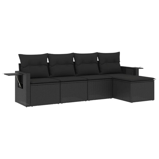 Set Divani da Giardino 5 pz con Cuscini in Polyrattan Nero 3252422