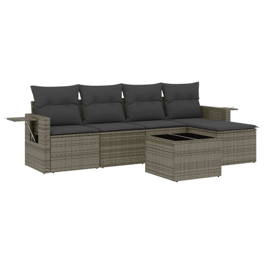 Set Divano da Giardino 6 pz con Cuscini Grigio in Polyrattan 3252437