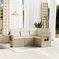 Set Divano da Giardino 4 pz con Cuscini Beige in Polyrattan 3252445
