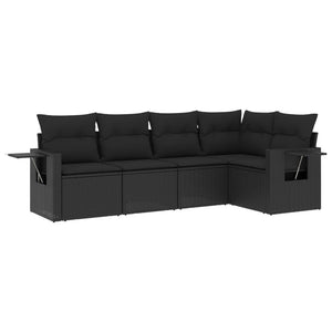 Set Divani da Giardino 5 pz con Cuscini in Polyrattan Nero 3252462
