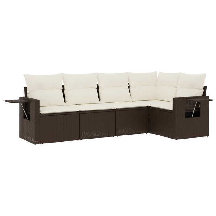 Set Divano da Giardino 5 pz con Cuscini Marrone in Polyrattan 3252470
