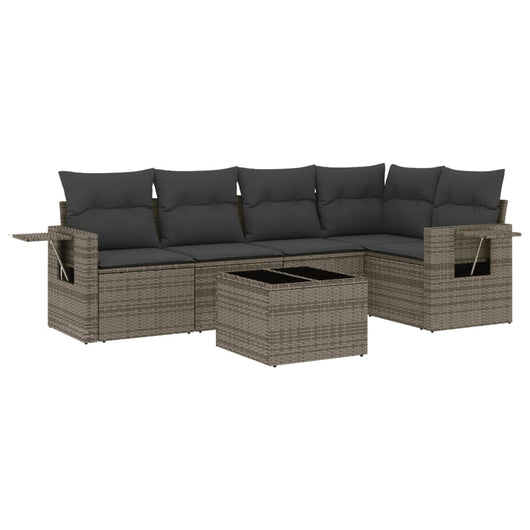 Set Divano da Giardino 6 pz con Cuscini Grigio in Polyrattan 3252477