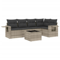 Set Divano da Giardino 6pz con Cuscini Grigio Chiaro Polyrattan