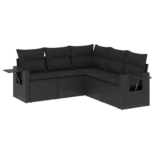 Set Divani da Giardino 5 pz con Cuscini in Polyrattan Nero 3252482