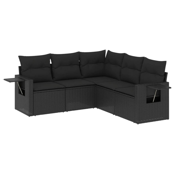 Set Divani da Giardino 5 pz con Cuscini in Polyrattan Nero 3252482