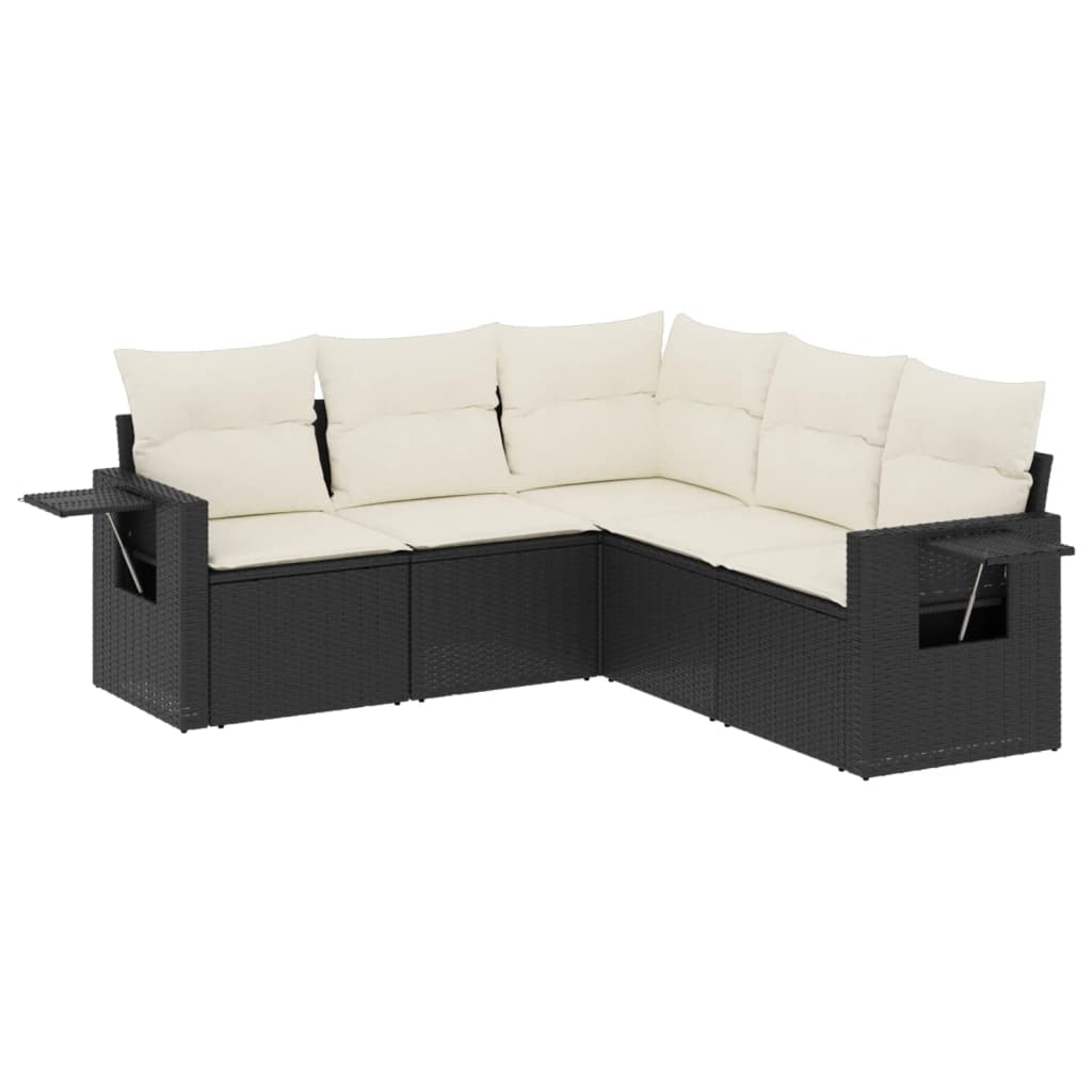 Set Divani da Giardino 5 pz con Cuscini in Polyrattan Nero 3252483